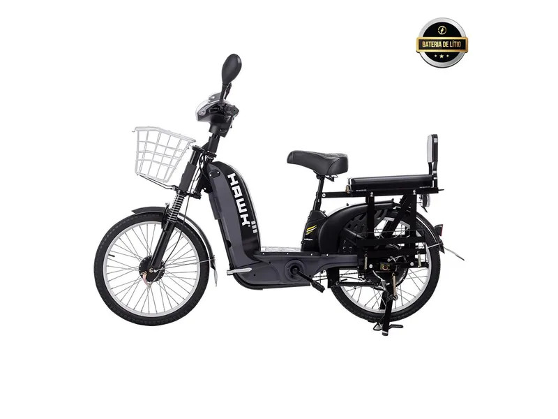 Bicicleta Eletrica Hawk 350W HW350 Bat 48V 12AH Black